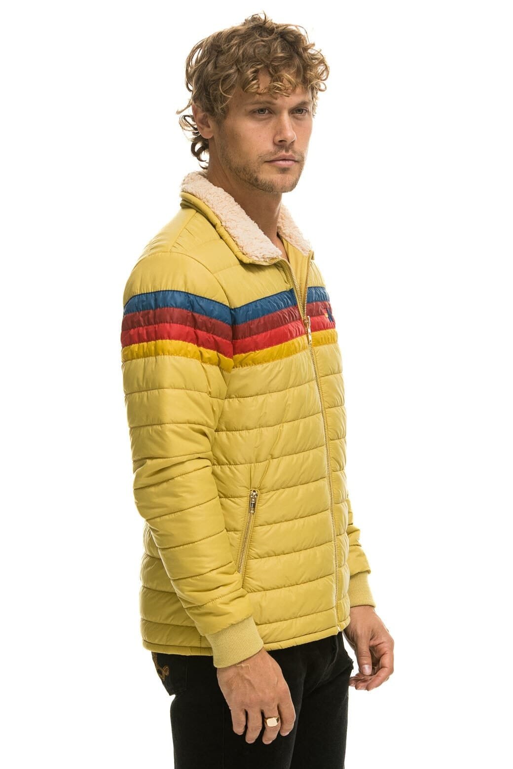 Alternative view of 4 STRIPE RAINBOW SLEEVE JACKET  -  KHAKI