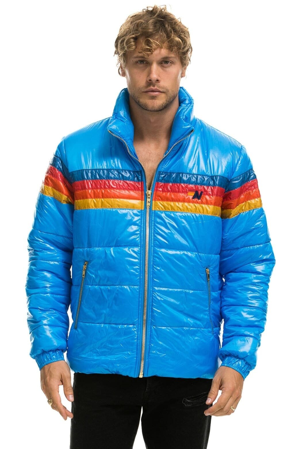4 STRIPE LUXE TRAVELER JACKET - GLOSSY BLUE - 图片 4