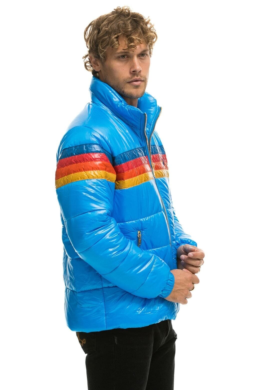 4 STRIPE LUXE TRAVELER JACKET - GLOSSY BLUE - 图片 3