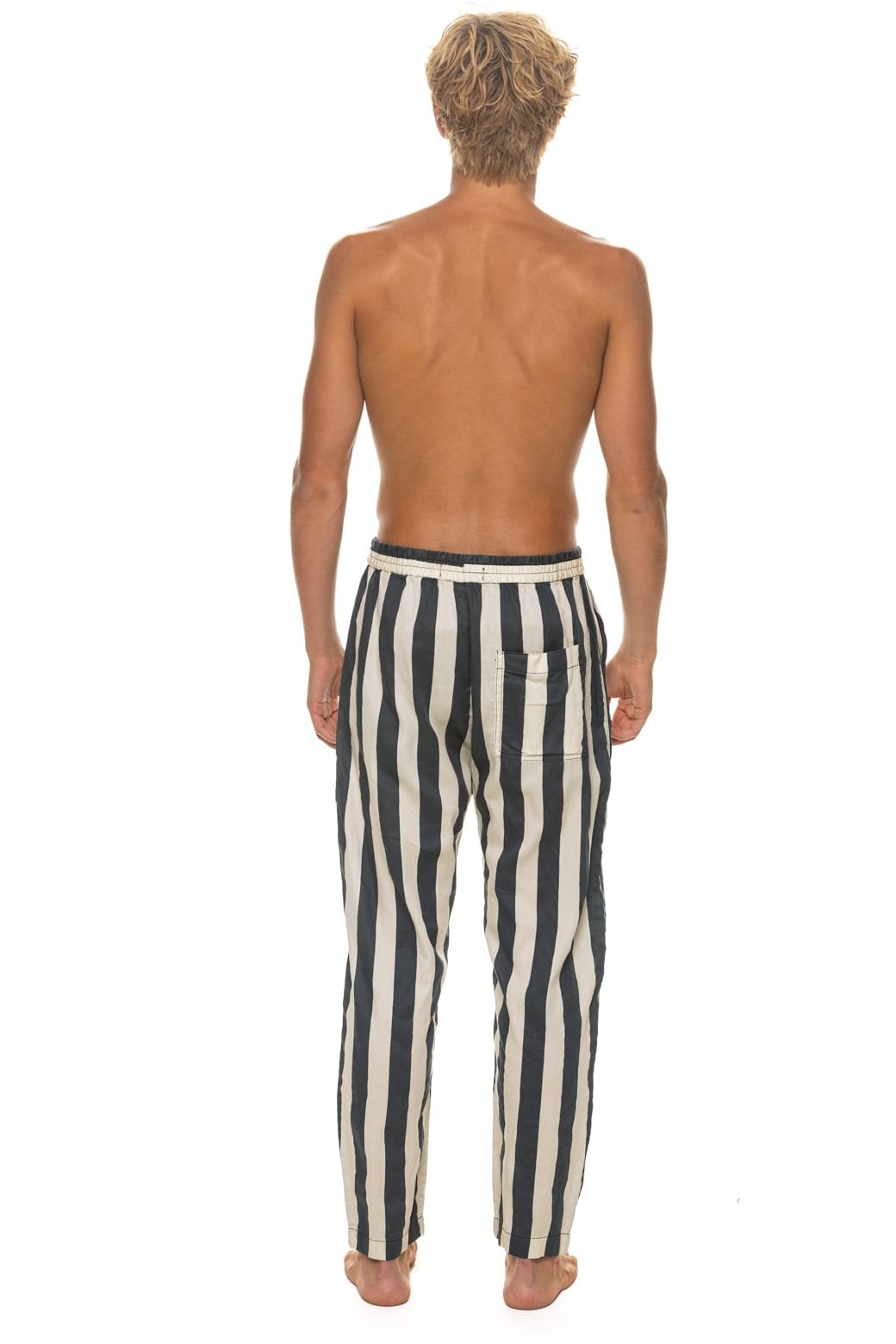 UNISEX COTTON LUXE POPLIN RELAXED PANT - VINTAGE BLACK // STRIPE - Image 9