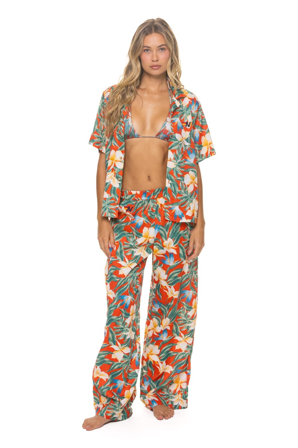 UNISEX COTTON LUXE POPLIN RESORT SHIRT - RED // KAUAI - Image 3