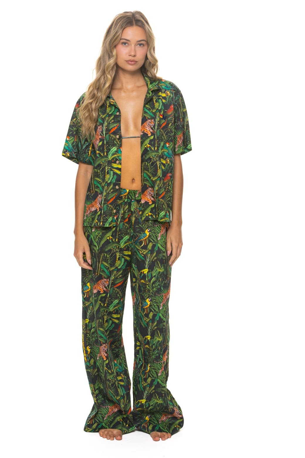 WOMEN'S COTTON LUXE POPLIN WIDE LEG PANT - VINTAGE BLACK // JUNGLE