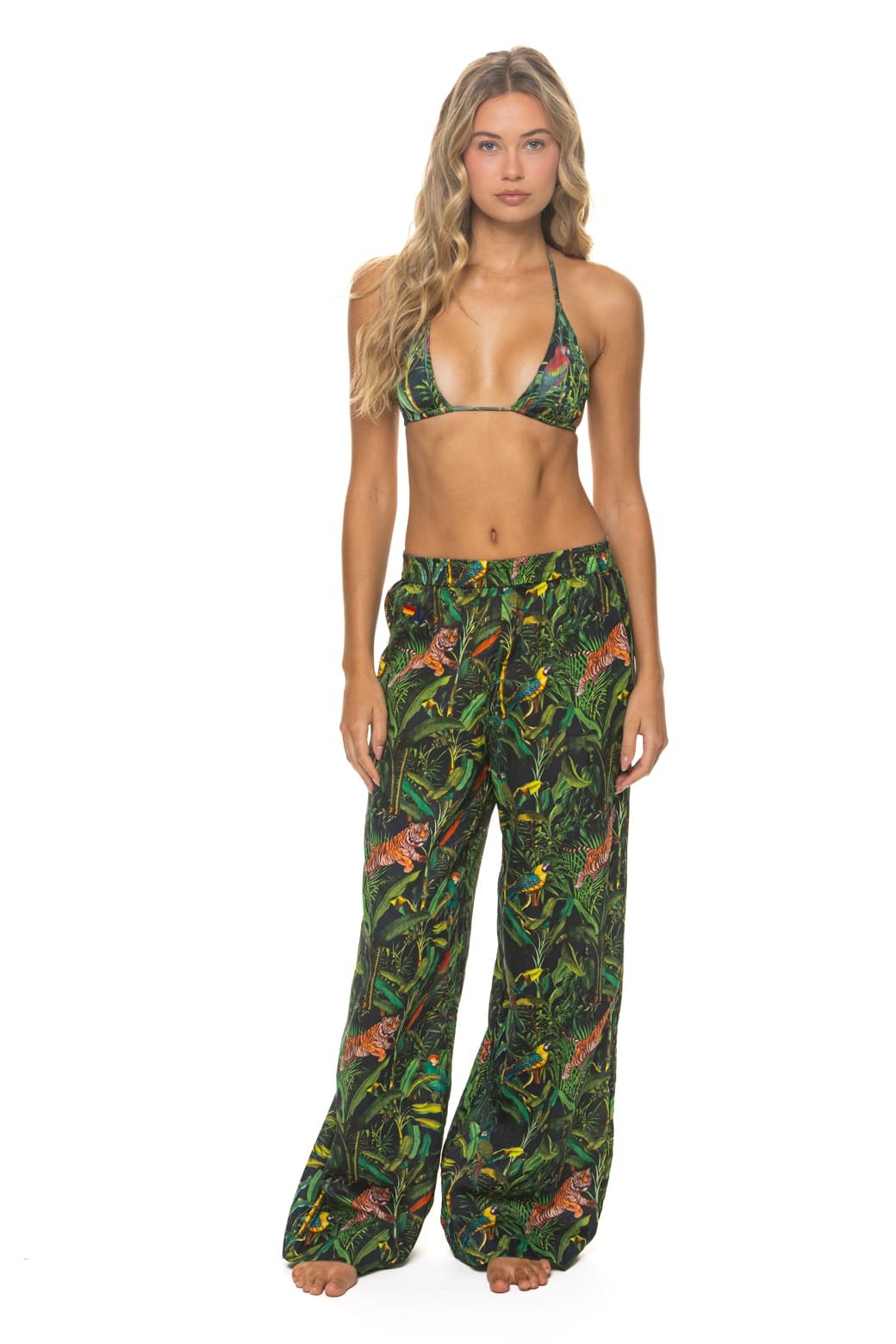 Alternative view of WOMEN'S COTTON LUXE POPLIN WIDE LEG PANT - VINTAGE BLACK // JUNGLE
