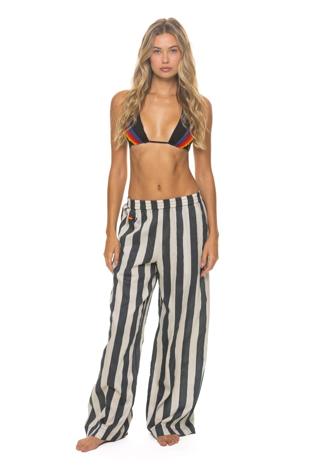 WOMEN'S COTTON LUXE POPLIN WIDE LEG PANT - VINTAGE BLACK // STRIPE