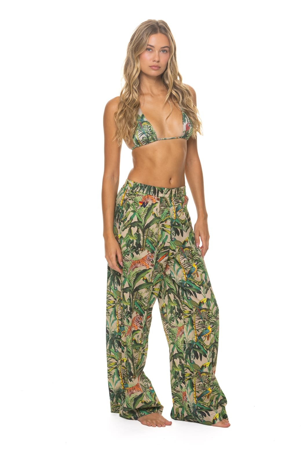 WOMEN'S COTTON LUXE POPLIN WIDE LEG PANT - VINTAGE WHITE // JUNGLE - Image 6