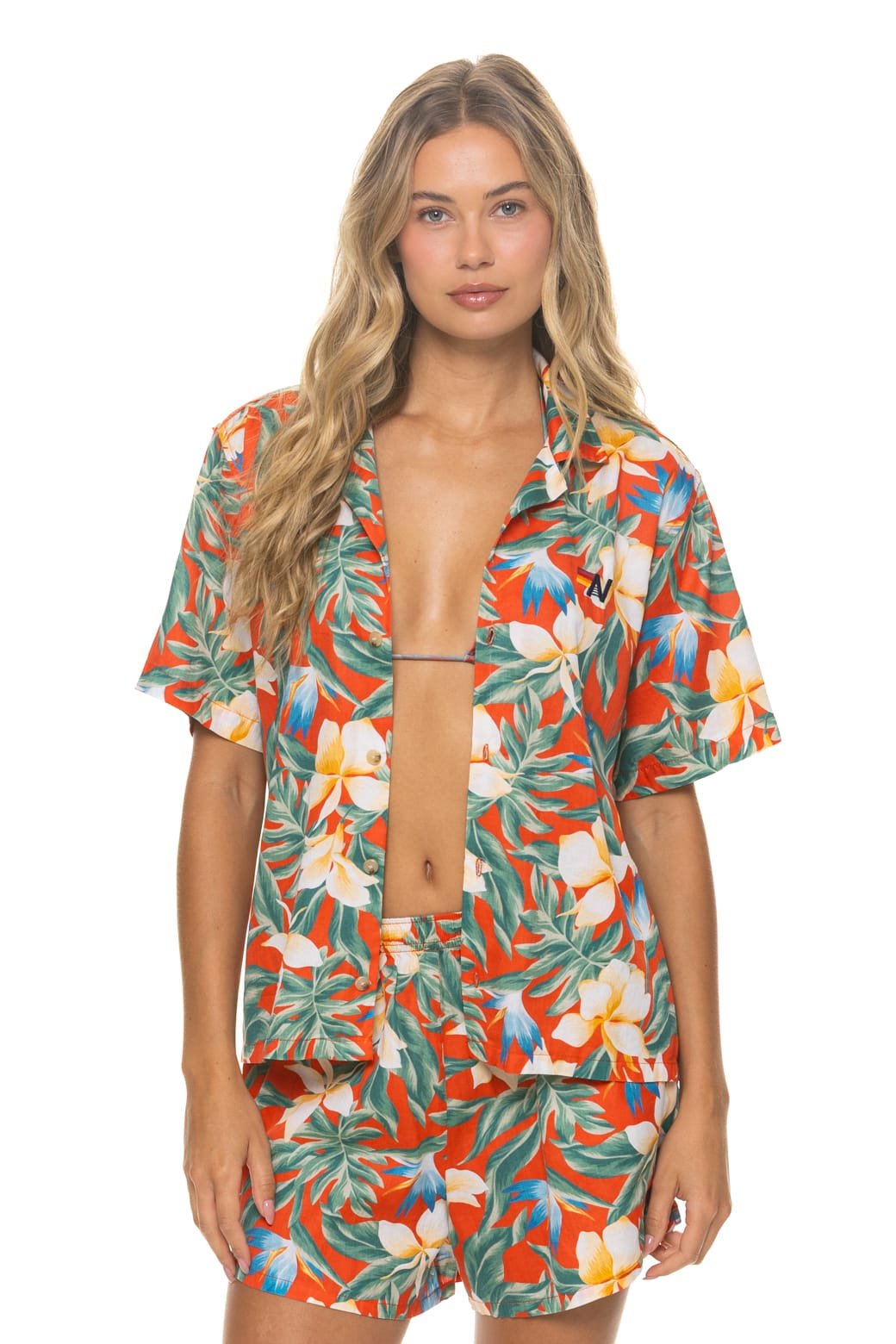 Alternative view of WOMEN'S COTTON LUXE POPLIN SHORT - RED // KAUAI