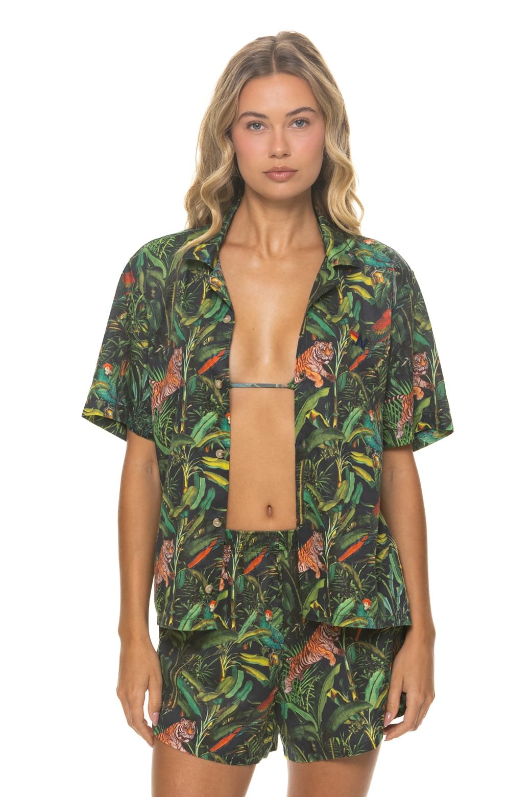 Alternative view of WOMEN'S COTTON LUXE POPLIN SHORT - VINTAGE BLACK // JUNGLE