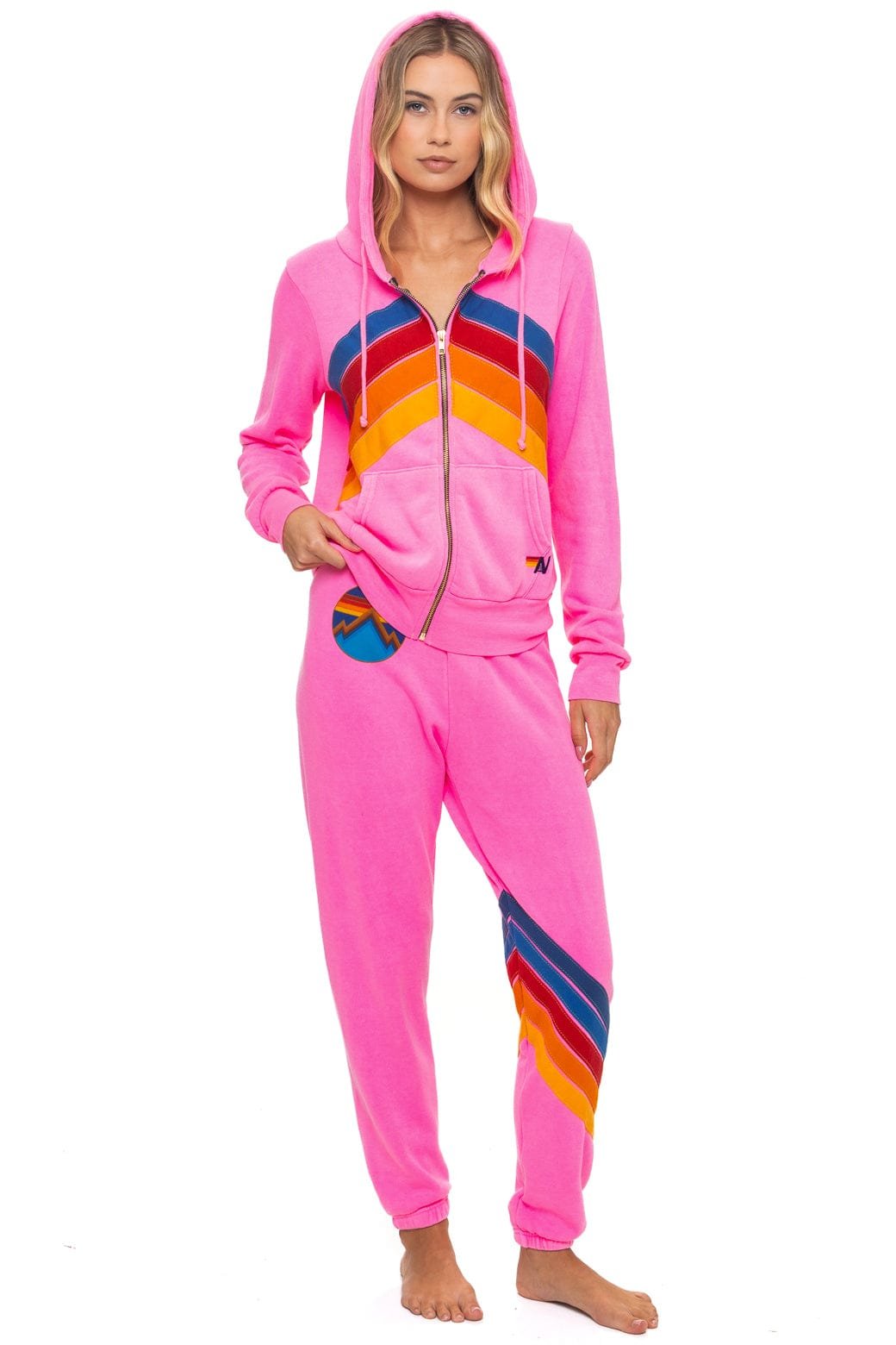 Alternative view of ALL SEASONS CIRCLE CHEVRON SWEATPANTS - NEON PINK