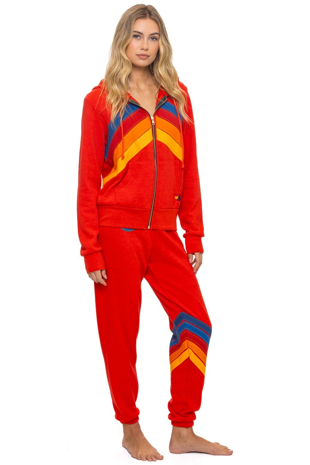 ALL SEASONS CIRCLE CHEVRON SWEATPANTS - RED - 图片 4