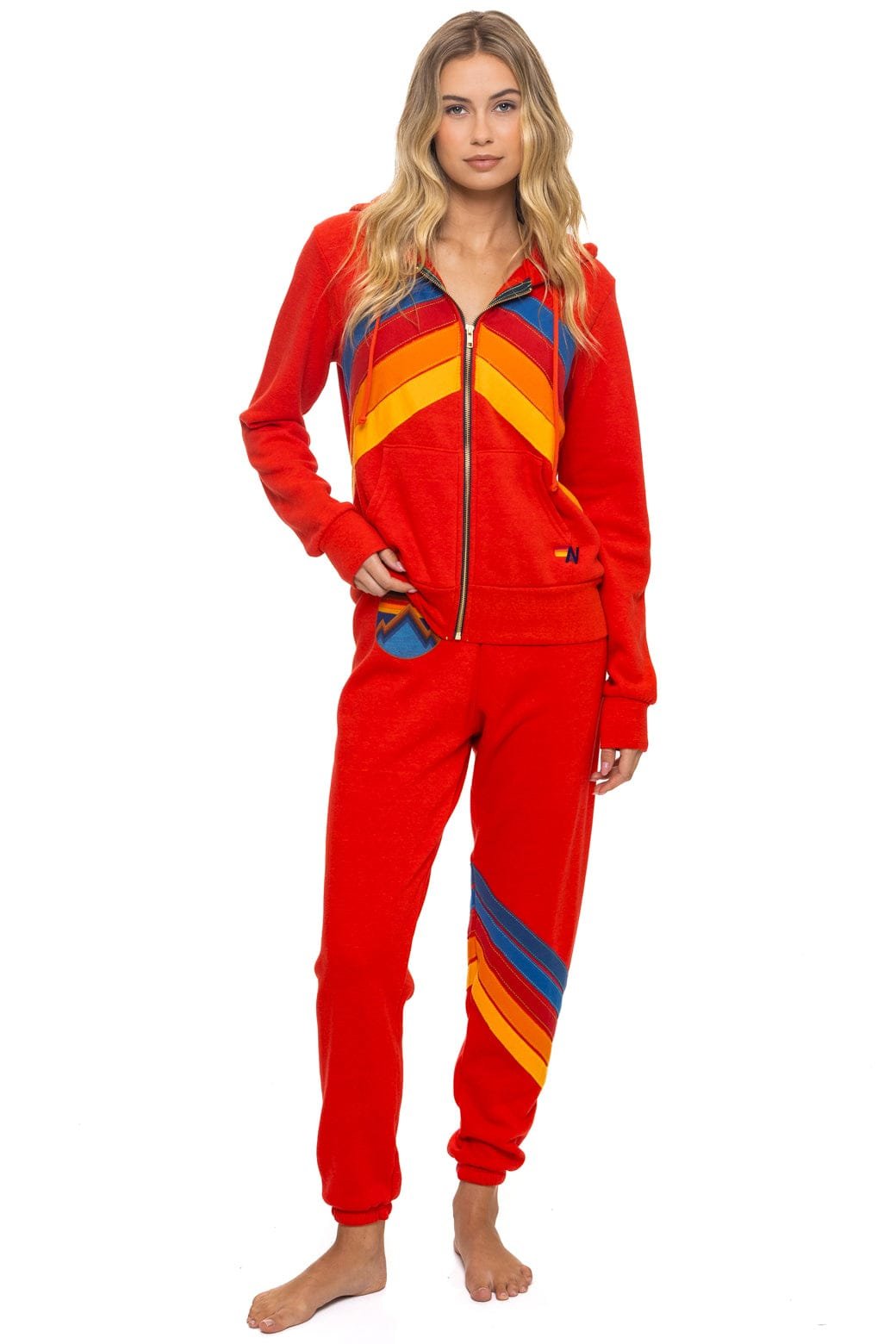Alternative view of ALL SEASONS CIRCLE CHEVRON SWEATPANTS - RED