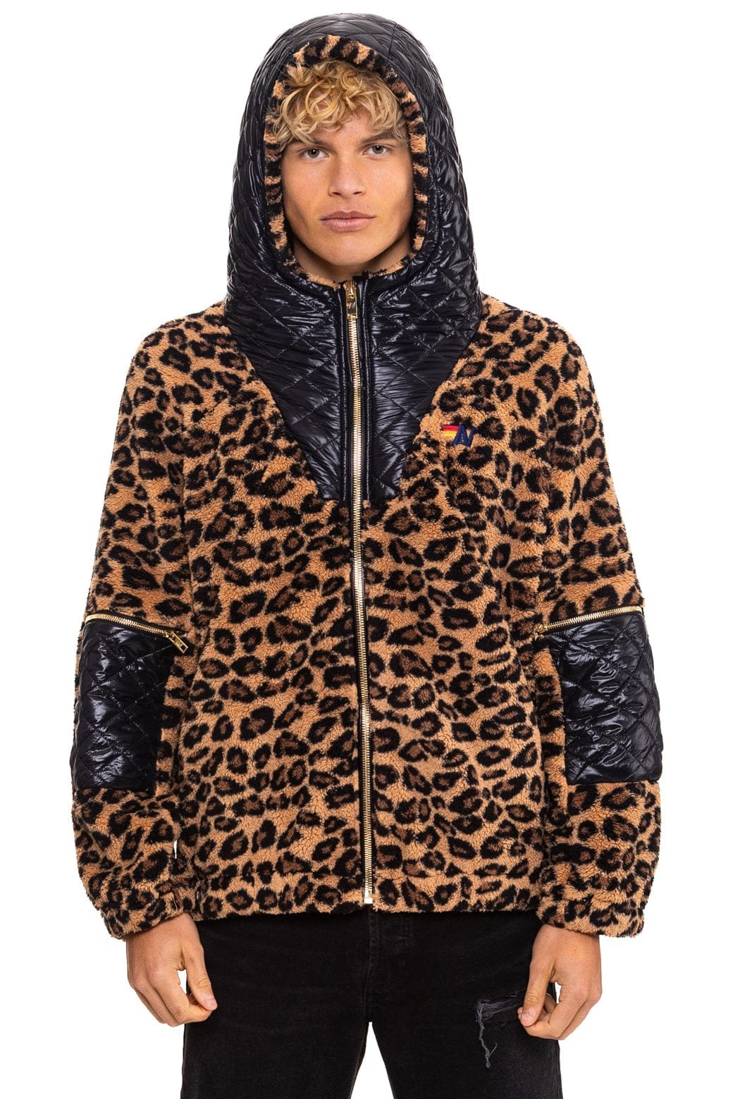 Alternative view of TEDDY UNISEX OVERSIZED HOODED FULL ZIP JACKET - CHEETAH
