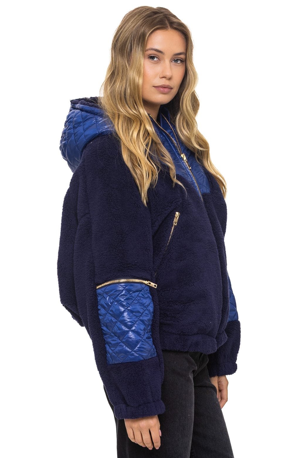 TEDDY UNISEX OVERSIZED HOODED FULL ZIP JACKET - NAVY - 图片 5