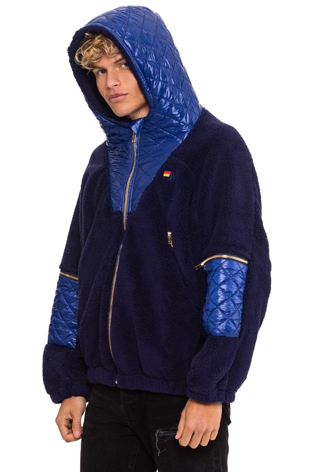 TEDDY UNISEX OVERSIZED HOODED FULL ZIP JACKET - NAVY - 图片 4