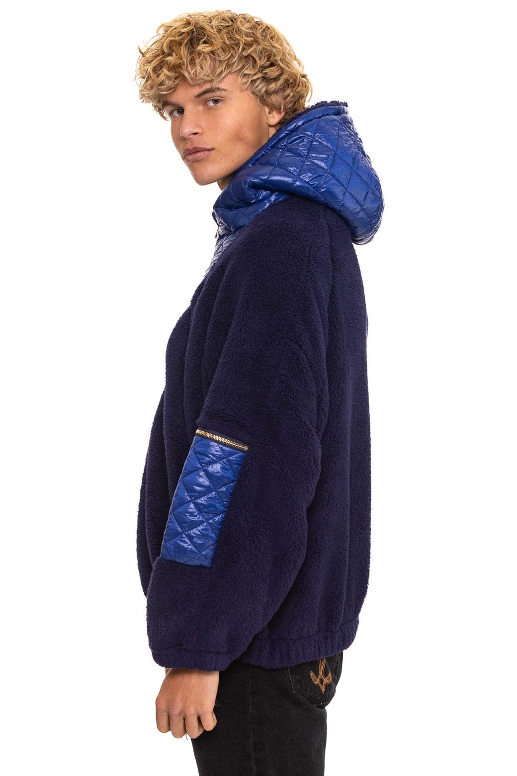 TEDDY UNISEX OVERSIZED HOODED FULL ZIP JACKET - NAVY - 图片 6