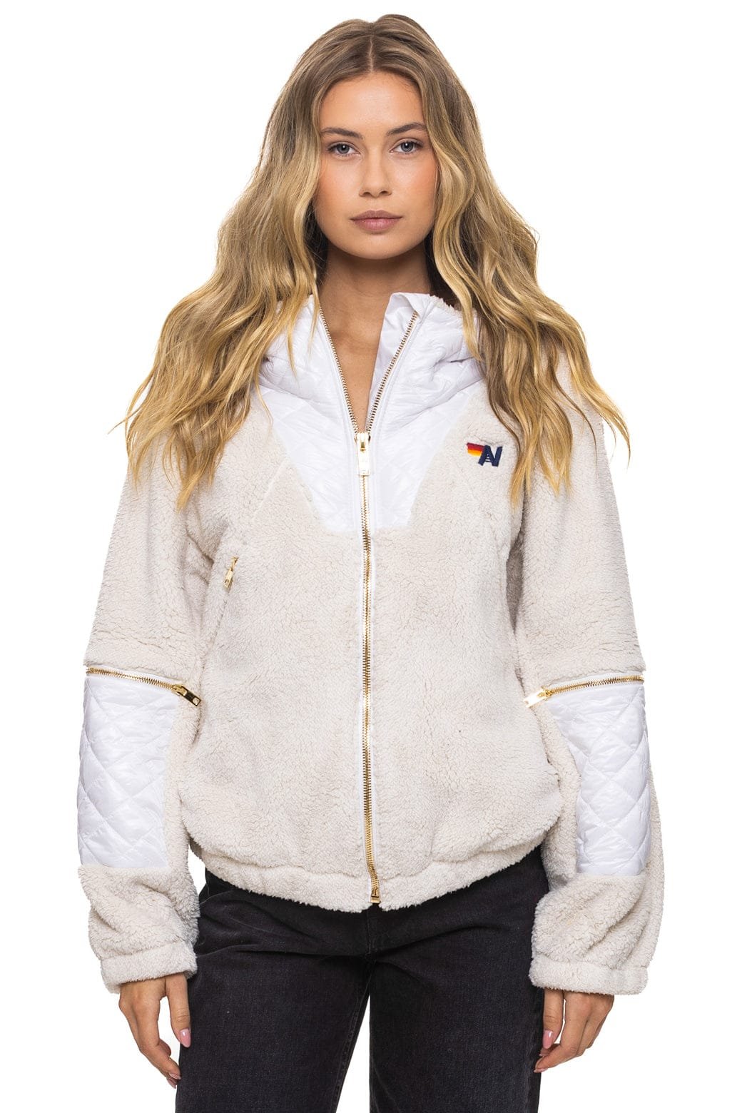TEDDY UNISEX OVERSIZED HOODED FULL ZIP JACKET - VINTAGE WHITE - 图片 3