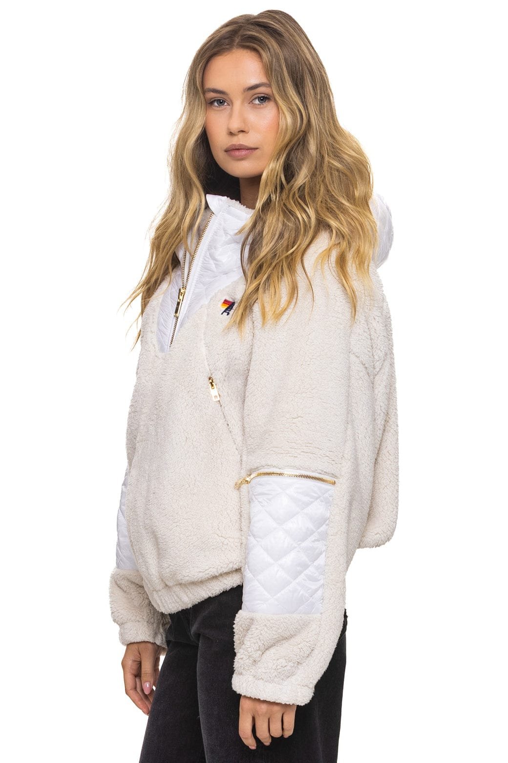 TEDDY UNISEX OVERSIZED HOODED FULL ZIP JACKET - VINTAGE WHITE - 图片 5