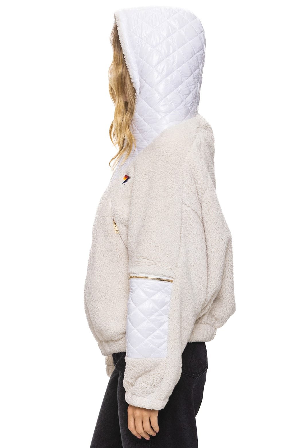 TEDDY UNISEX OVERSIZED HOODED FULL ZIP JACKET - VINTAGE WHITE - 图片 7