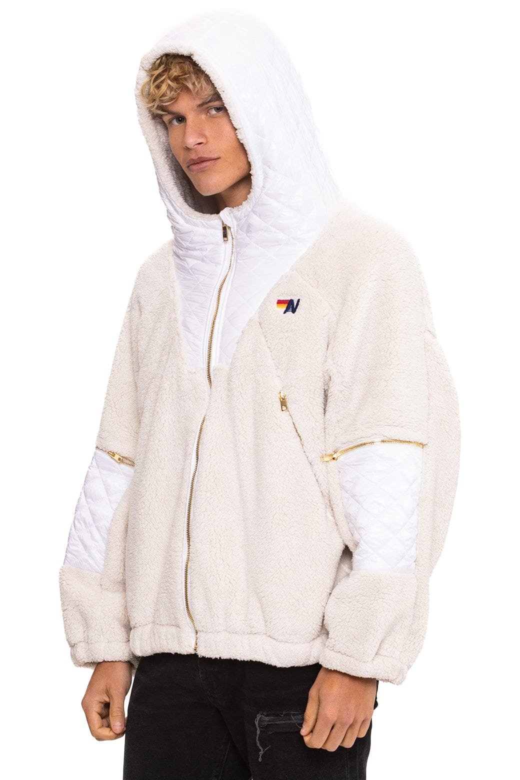 TEDDY UNISEX OVERSIZED HOODED FULL ZIP JACKET - VINTAGE WHITE - 图片 6