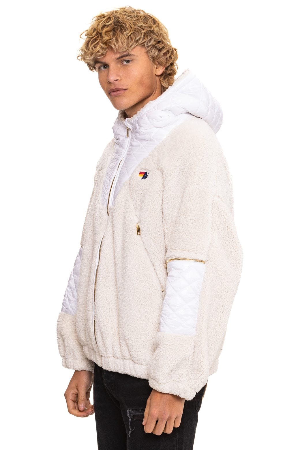 TEDDY UNISEX OVERSIZED HOODED FULL ZIP JACKET - VINTAGE WHITE - 图片 4