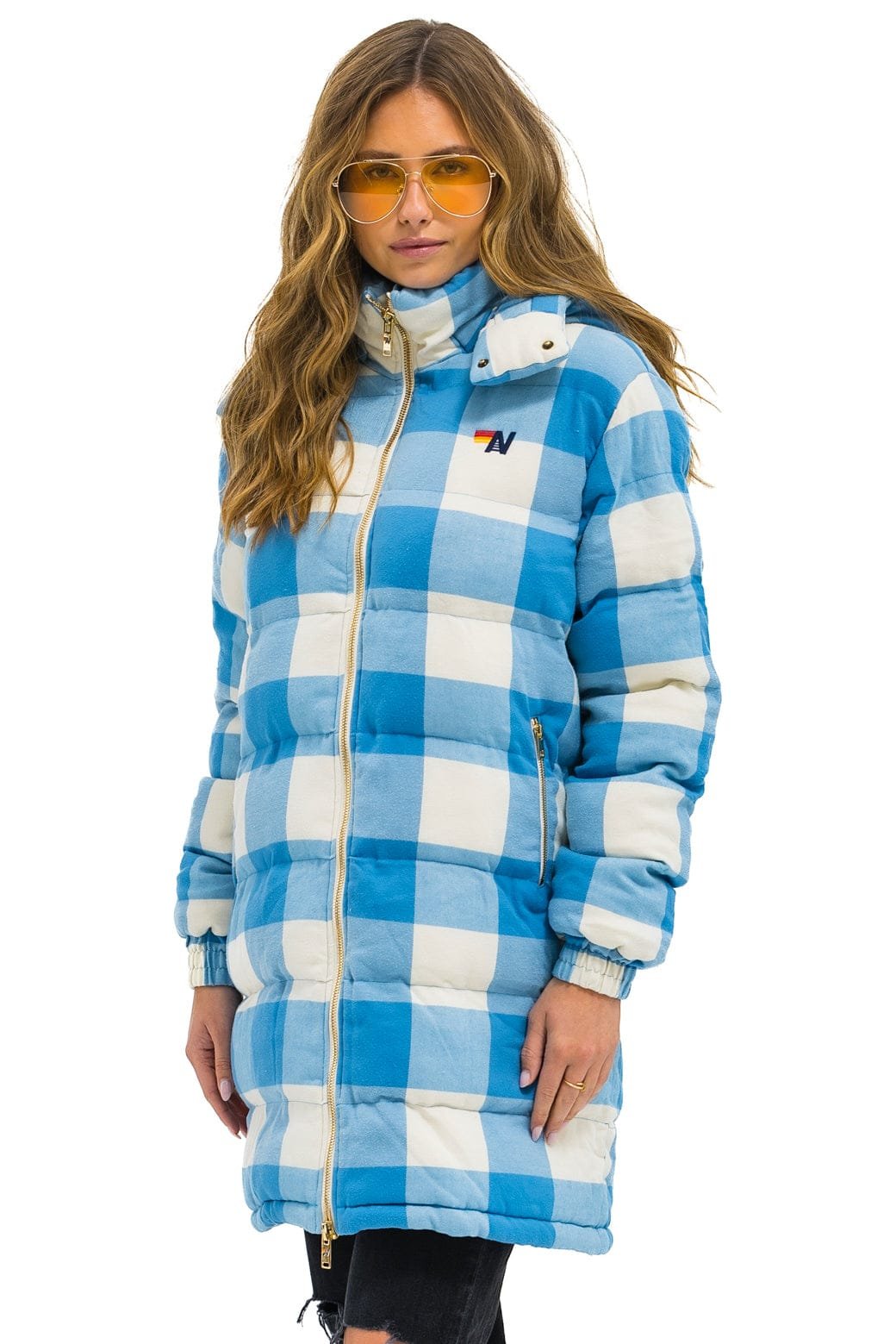 PLAID UNISEX LONG TREKKER JACKET - SKY PLAID - Image 3