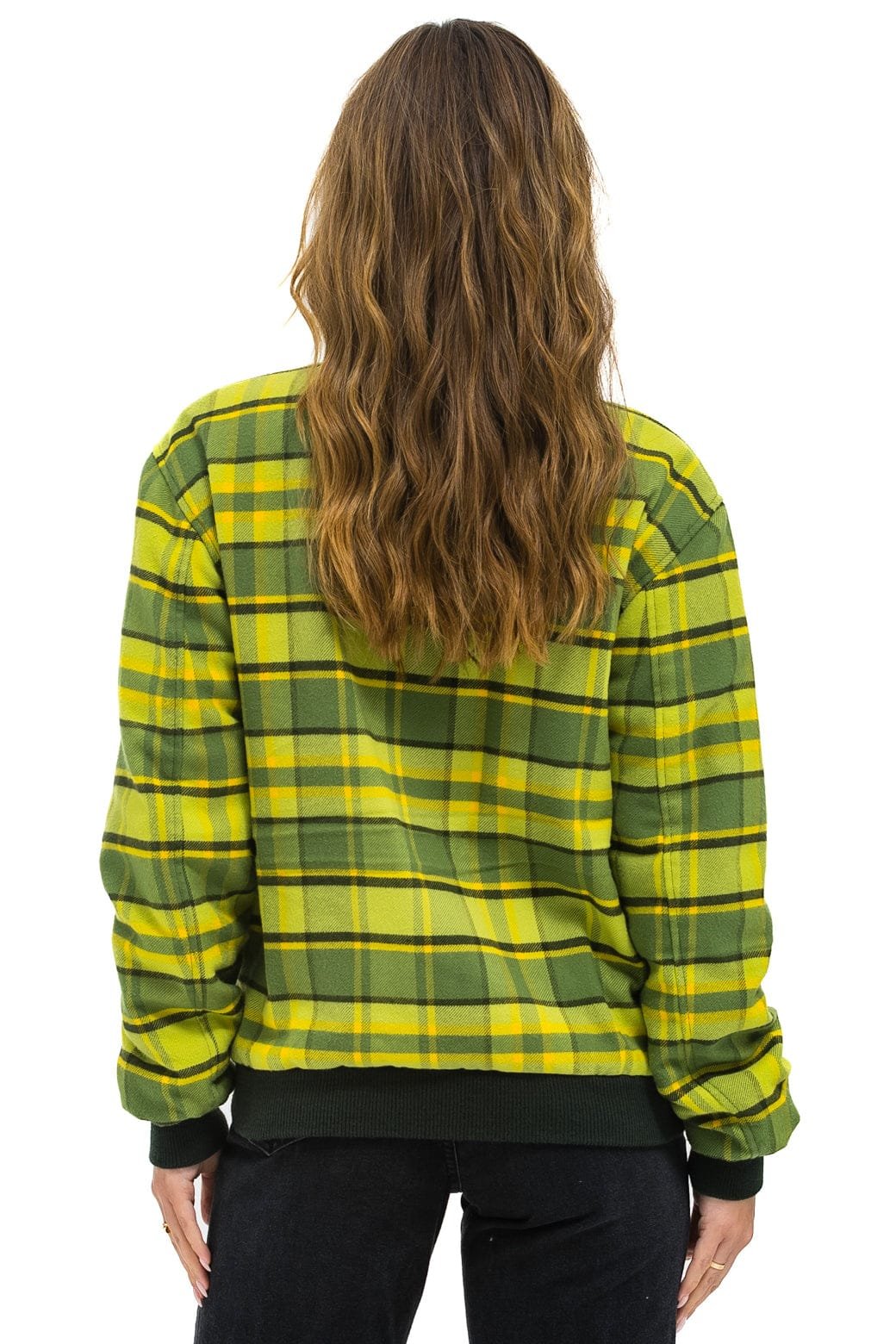 PLAID UNISEX VARSITY JACKET - AVOCADO PLAID - 图片 5
