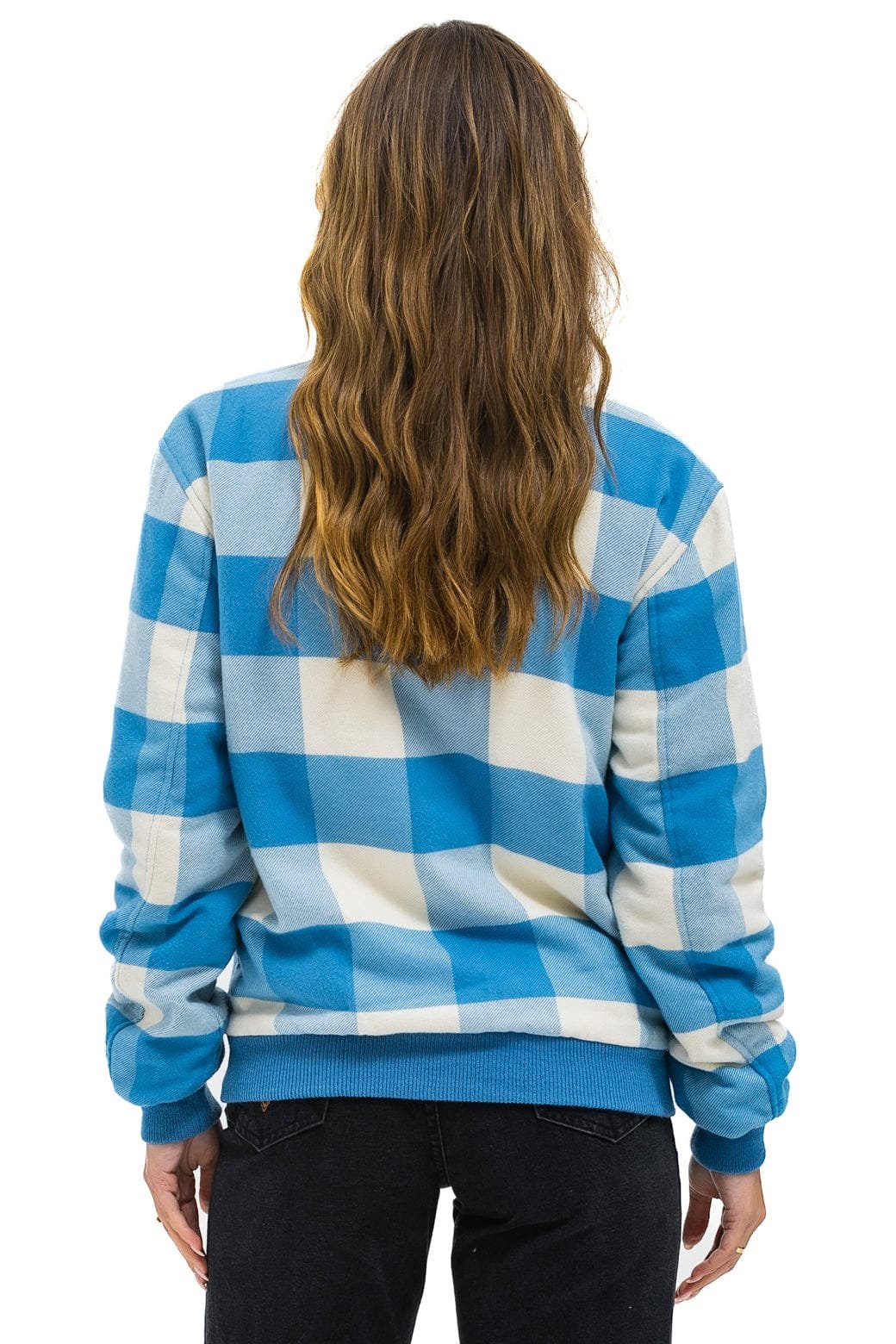 PLAID UNISEX VARSITY JACKET - SKY PLAID - 图片 5
