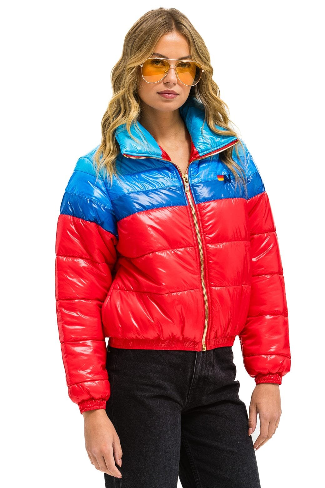 Alternative view of COLOR BLOCK LUXE APRES PUFFER JACKET - GLOSSY CHERRY