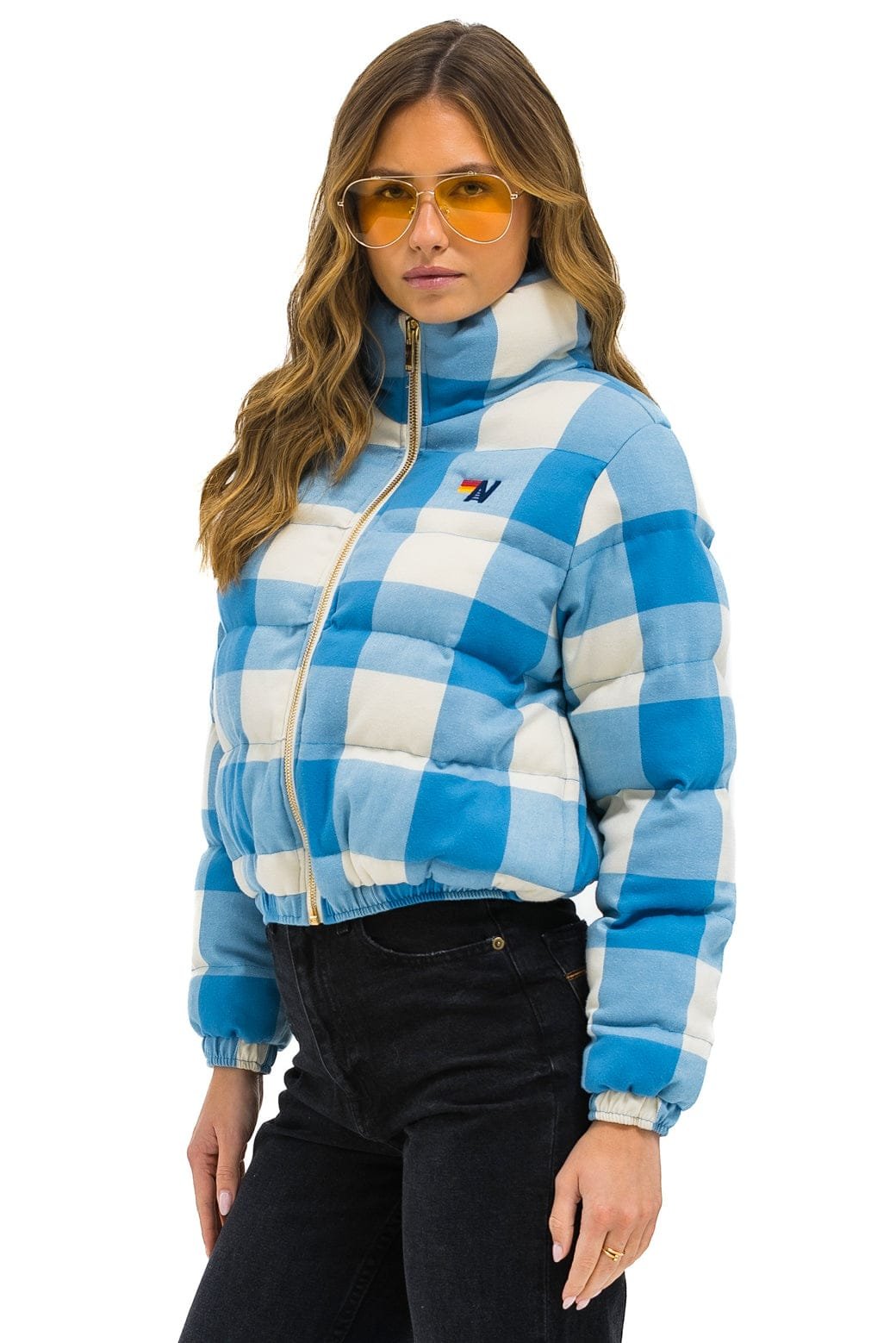 Alternative view of APRES PLAID PUFFER JACKET - SKY PLAID