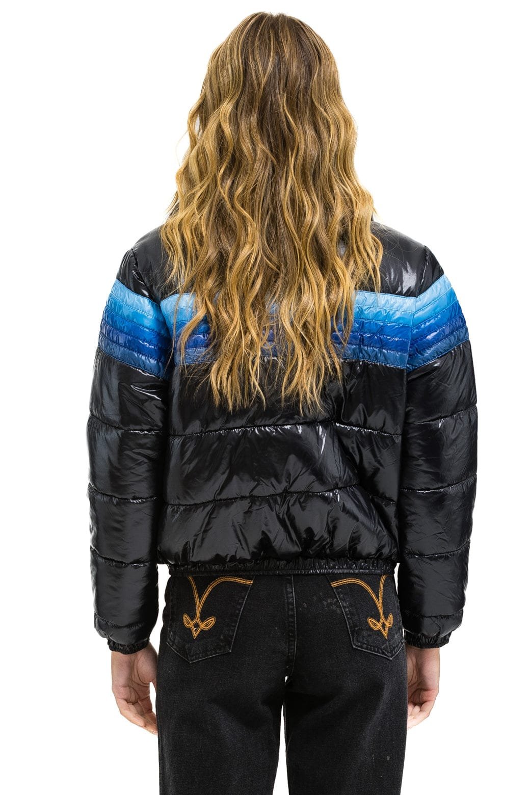 5 STRIPE APRES JACKET - GLOSSY BLACK // BLUE STRIPES - 图片 5
