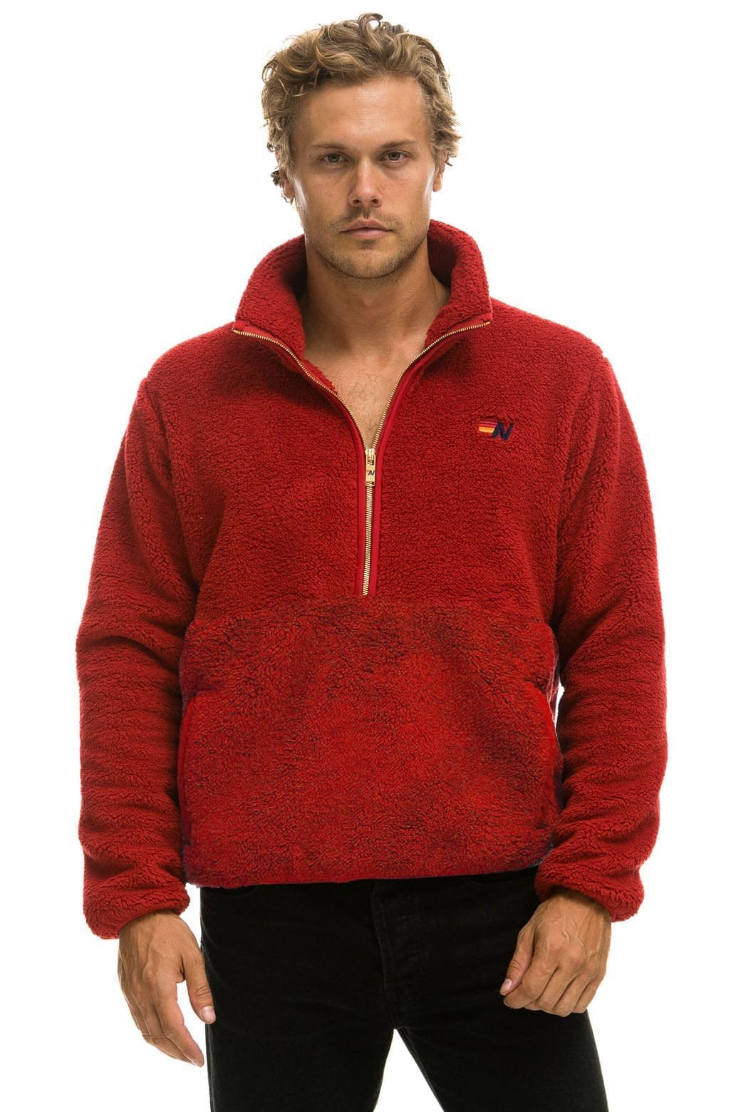Alternative view of TEDDY UNISEX HALF ZIP JACKET - CHERRY