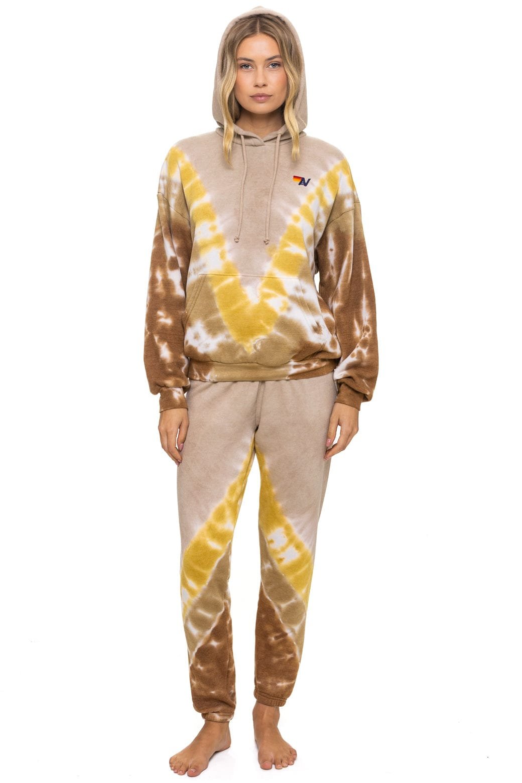 Alternative view of HAND DYED V SWEATPANTS - TIE DYE SAND // CINNAMON