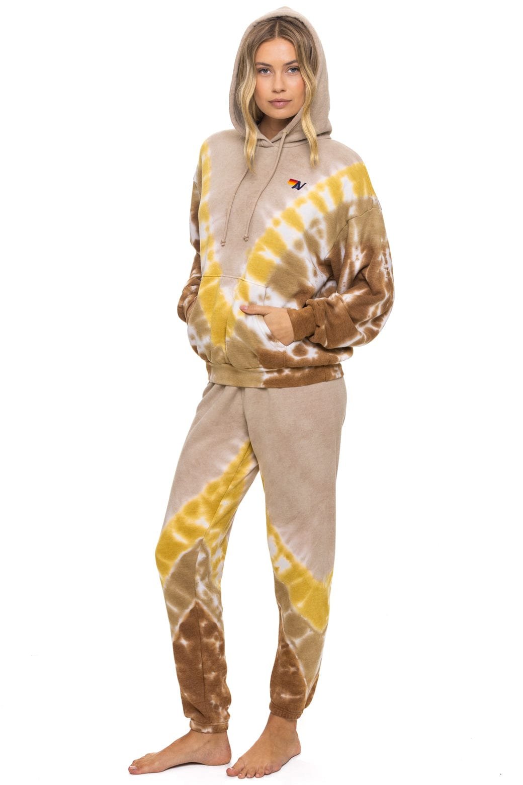 HAND DYED V SWEATPANTS - TIE DYE SAND // CINNAMON - Image 4
