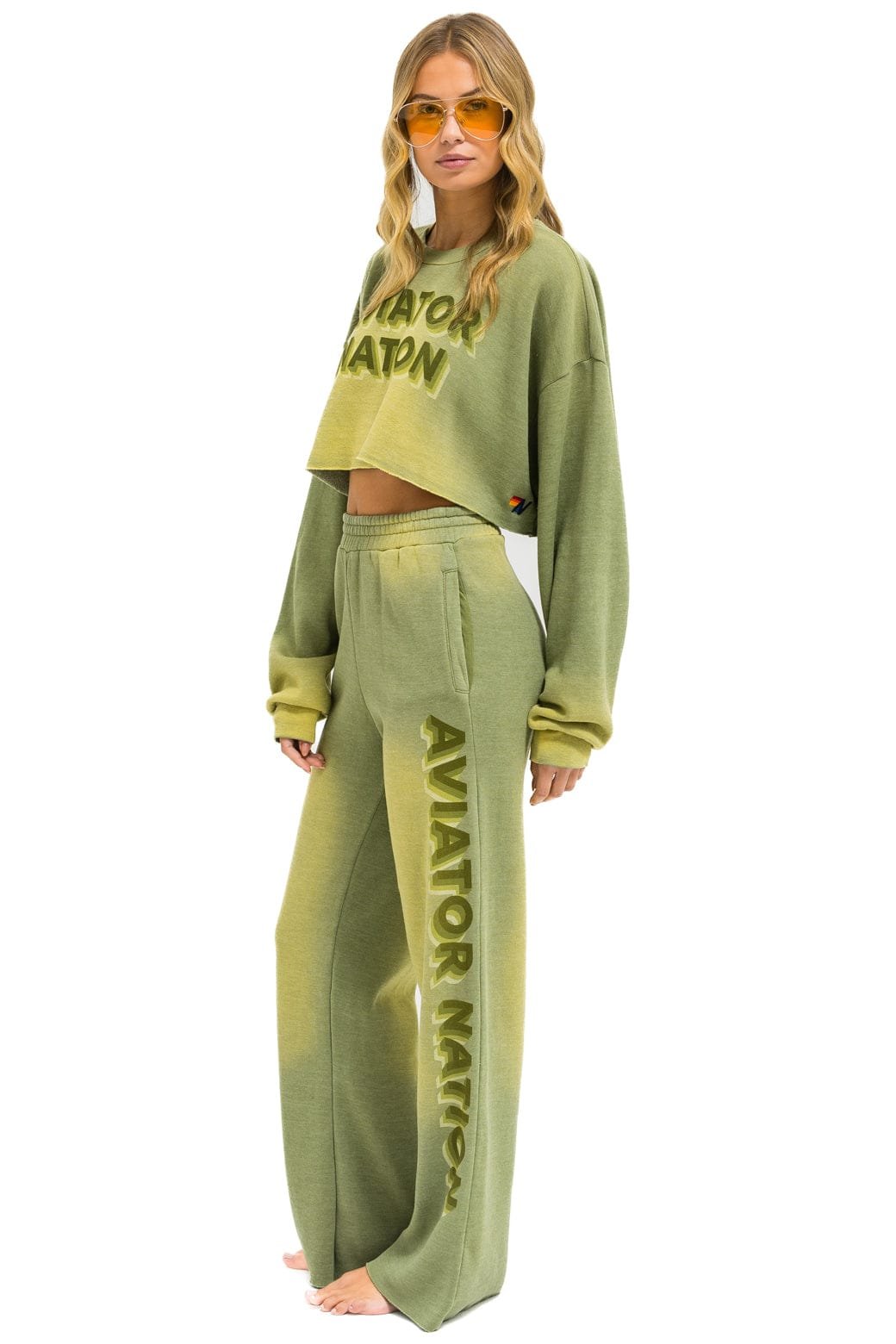 AN 3D WIDE LEG POCKET SWEATPANTS - FADED ARMY - Image 6