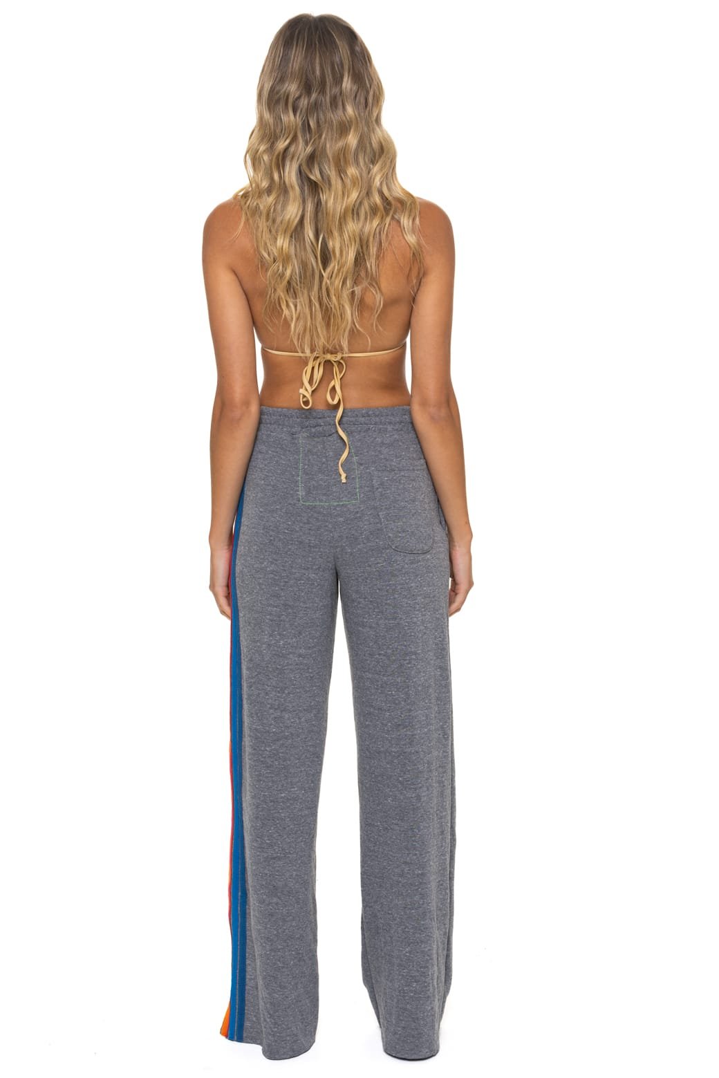 5 STRIPE WIDE LEG POCKET SWEATPANTS - HEATHER GREY - Image 5