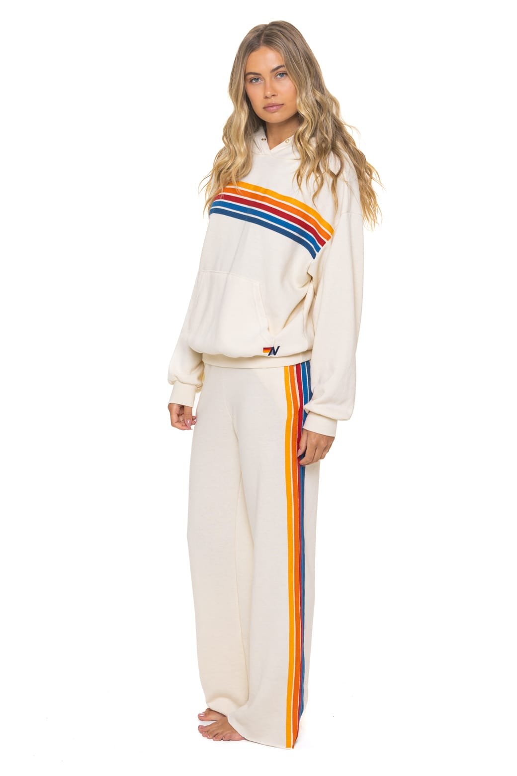 Alternative view of 5 STRIPE WIDE LEG POCKET SWEATPANTS - VINTAGE WHITE
