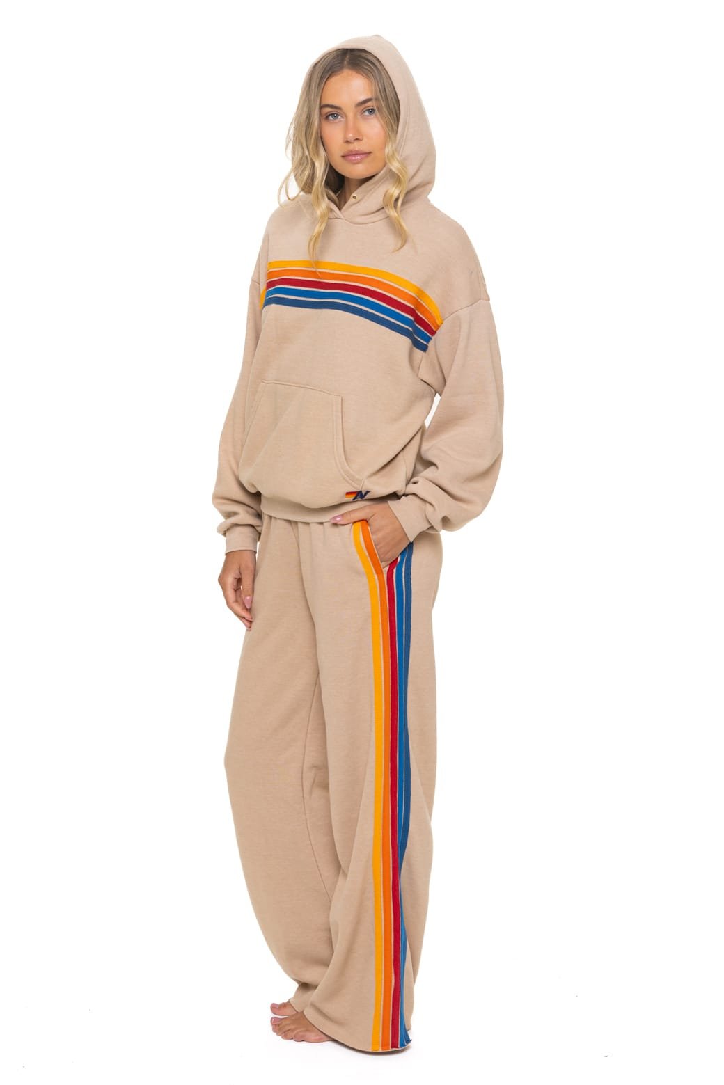 Alternative view of 5 STRIPE WIDE LEG POCKET SWEATPANTS - SAND