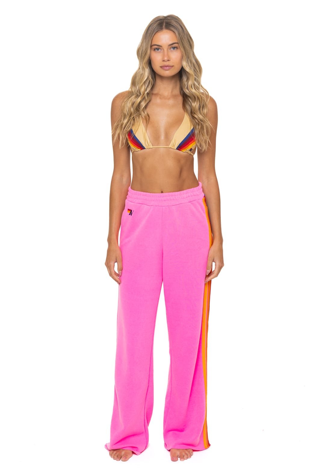 5 STRIPE WIDE LEG POCKET SWEATPANTS - NEON PINK - 图片 3