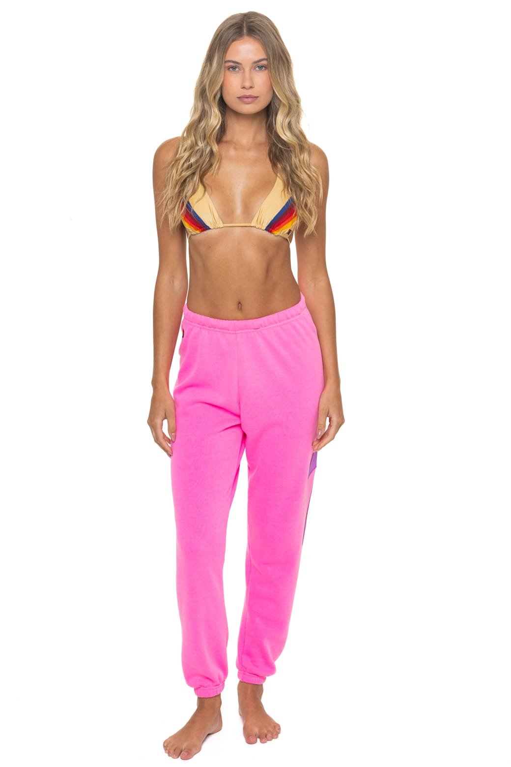 Alternative view of BOLT STITCH SWEATPANTS - NEON PINK // NEON PURPLE