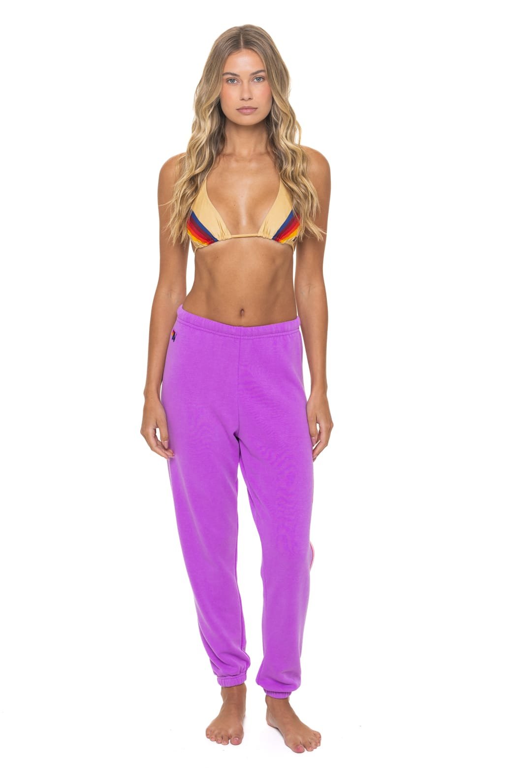 Alternative view of BOLT STITCH SWEATPANTS - NEON PURPLE // NEON PINK