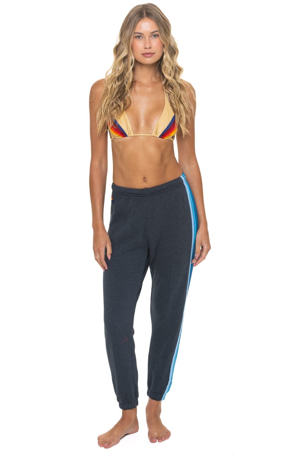 Alternative view of 5 STRIPE SWEATPANTS - CHARCOAL // BLUE