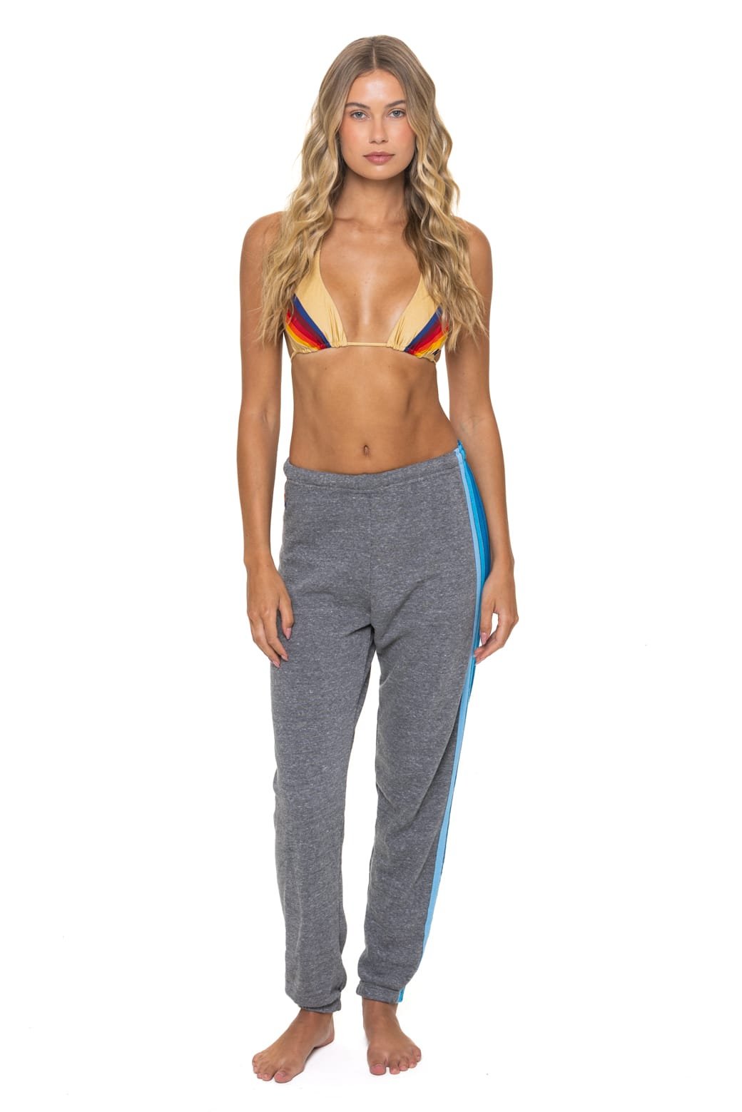 Alternative view of 5 STRIPE SWEATPANTS - HEATHER GREY // BLUE