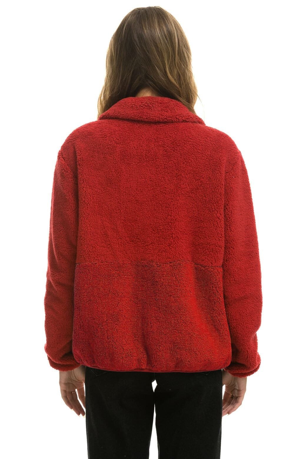 TEDDY UNISEX HALF ZIP JACKET - CHERRY - 图片 3