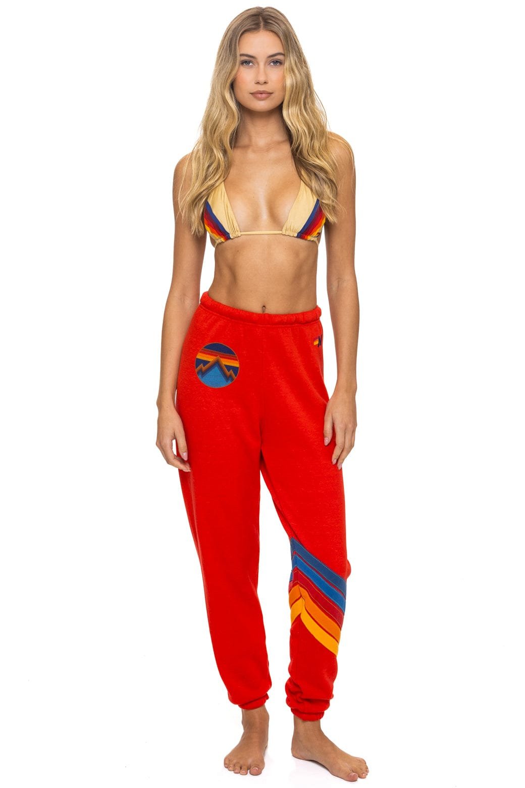 ALL SEASONS CIRCLE CHEVRON SWEATPANTS - RED - 图片 7