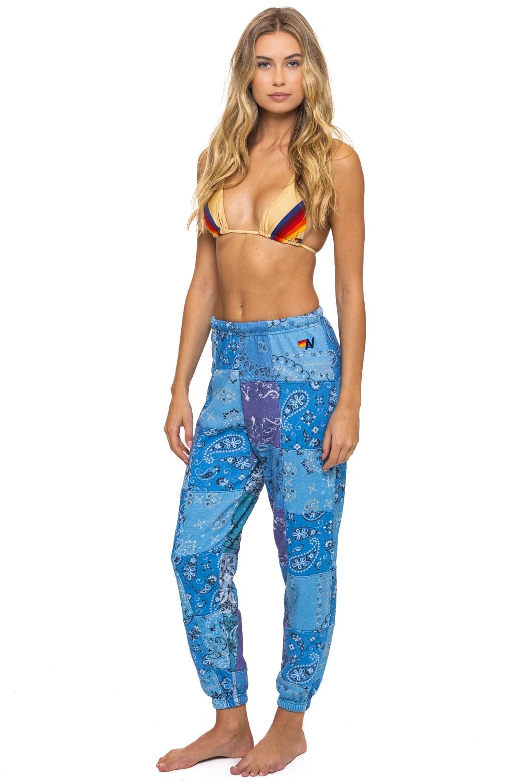 BANDANA QUILTED SWEATPANTS - BLUE - 图片 3