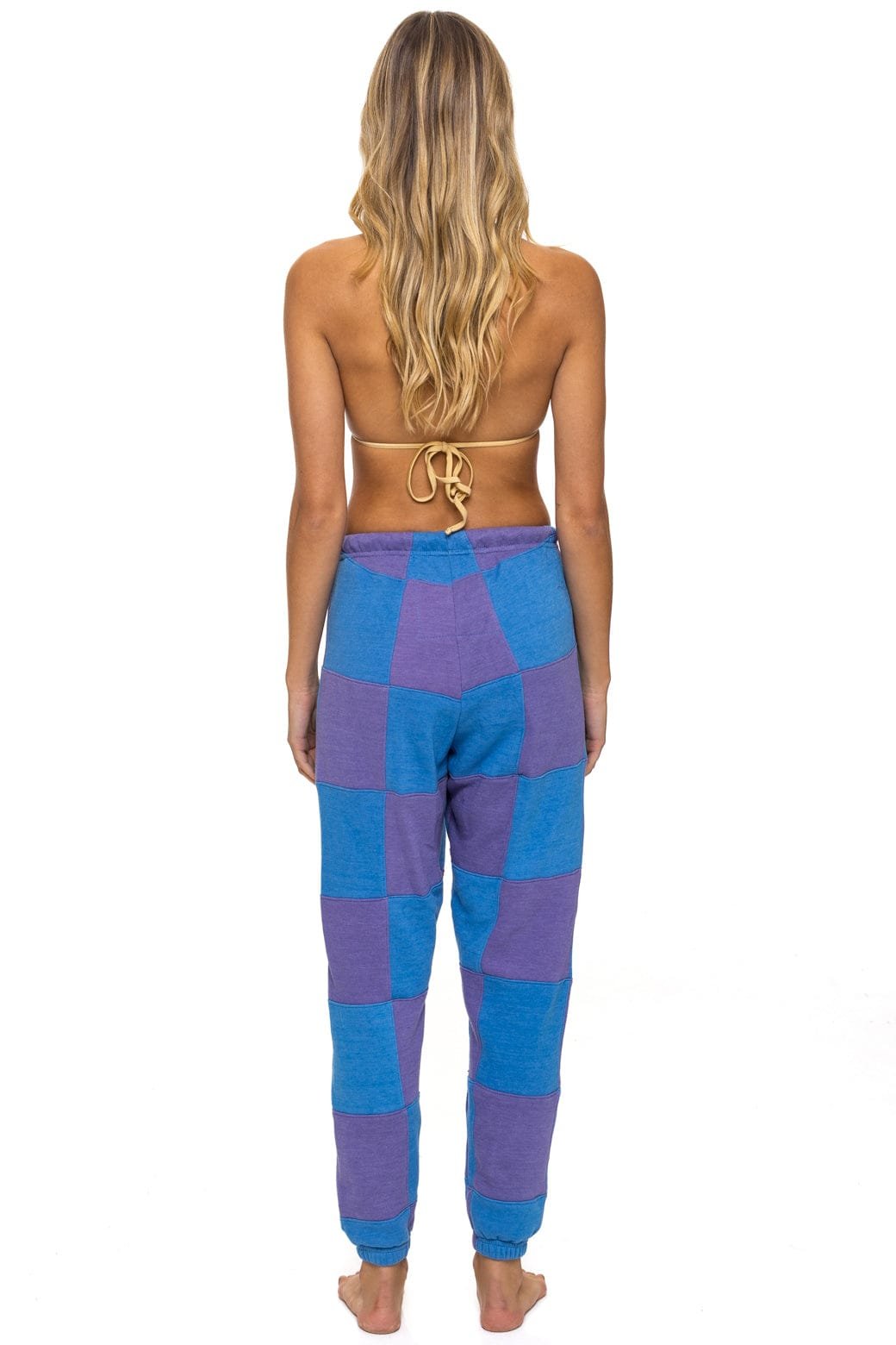 CHECK QUILTED SWEATPANTS - LAVENDER // OCEAN - 图片 4
