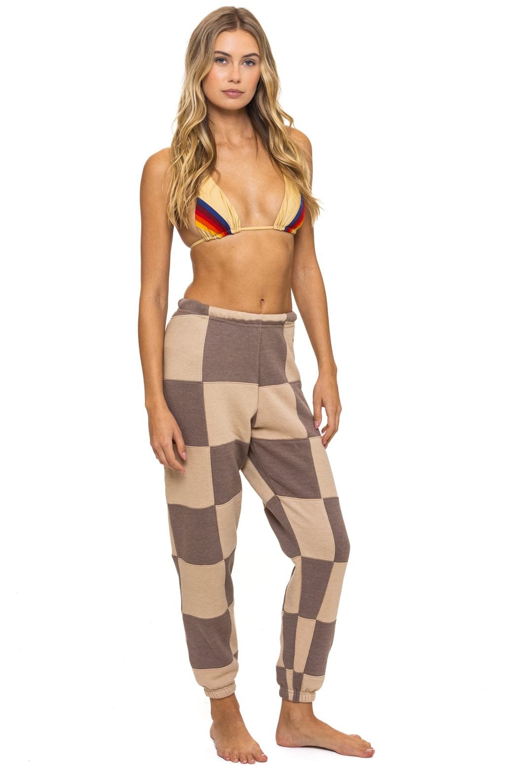 Alternative view of CHECK QUILTED SWEATPANTS - SAND // TAUPE