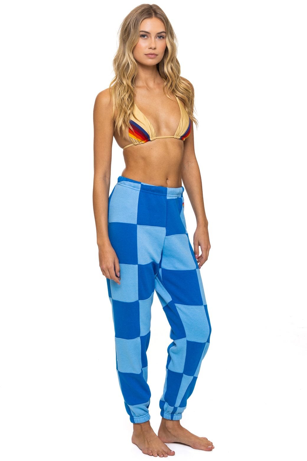 Alternative view of CHECK QUILTED SWEATPANTS - SKY // ADVENTURE BLUE