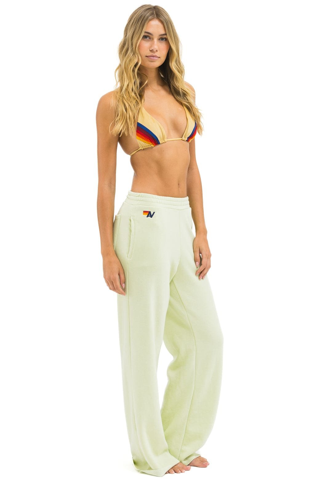 Alternative view of WIDE LEG POCKET SWEATPANTS - LIME CREAM