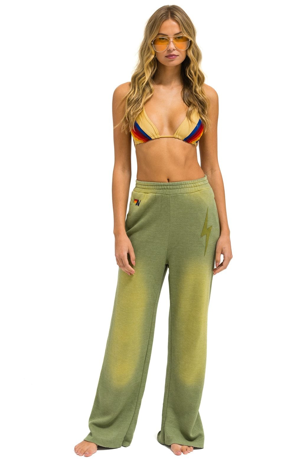 Alternative view of BOLT STITCH WIDE LEG POCKET SWEATPANTS - FADED ARMY