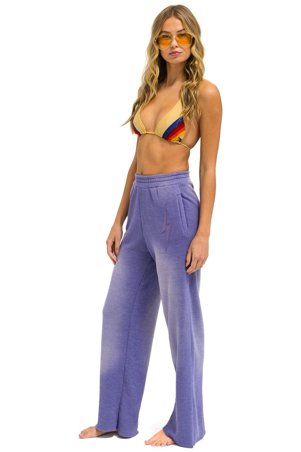 Alternative view of BOLT STITCH WIDE LEG POCKET SWEATPANTS - FADED GRAPE